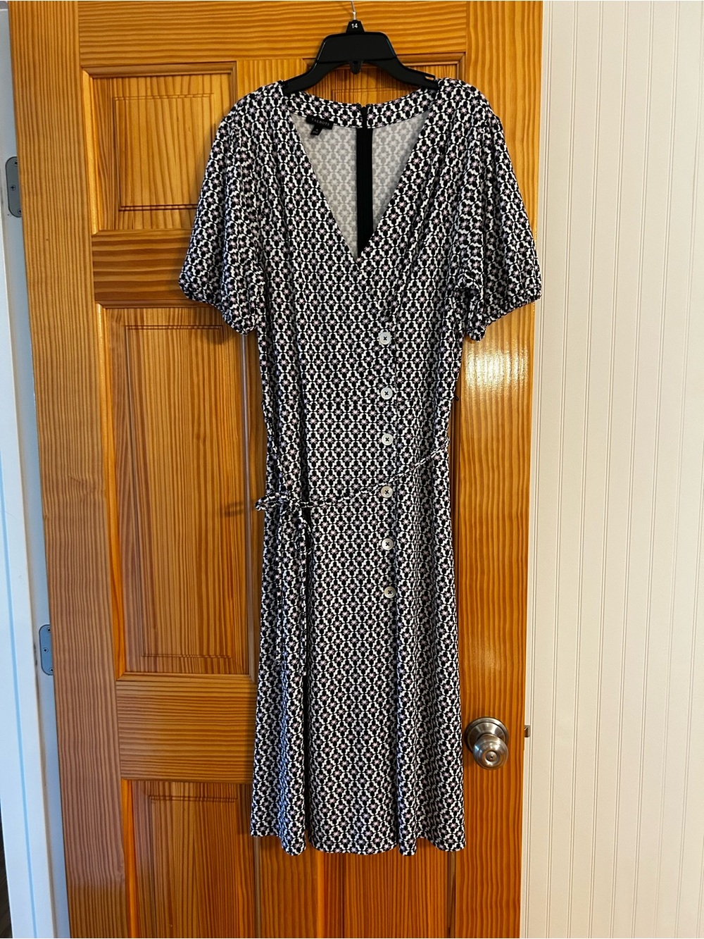 Talbots Black and White Printed Midi Dress